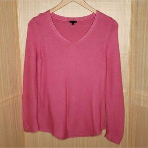 Talbots Petite Womens Pink Soft V Neck Sweater Medium